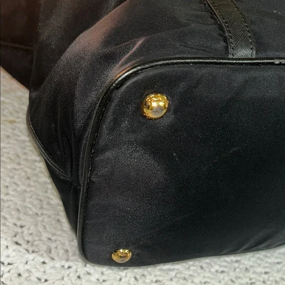 Prada Black Nylon Large Tote Bag with Leather Trim & Strap - Picture 7 of 17